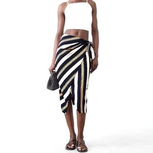 Banana Republic Striped side faux tie skirt NWT